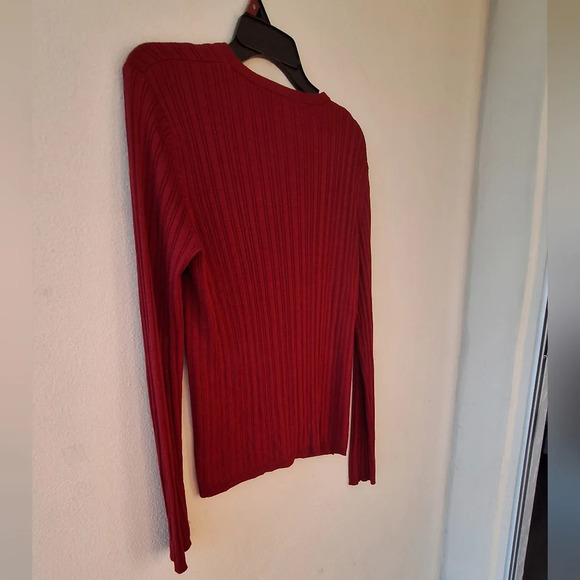 Chaus Button Down Cardigan Silk Women's Red Size M - Picture 8 of 9